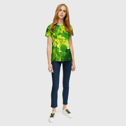 Женская футболка 3D с принтом Листья, вид сбоку #3