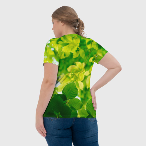 Женская футболка 3D с принтом Листья, вид сзади #2
