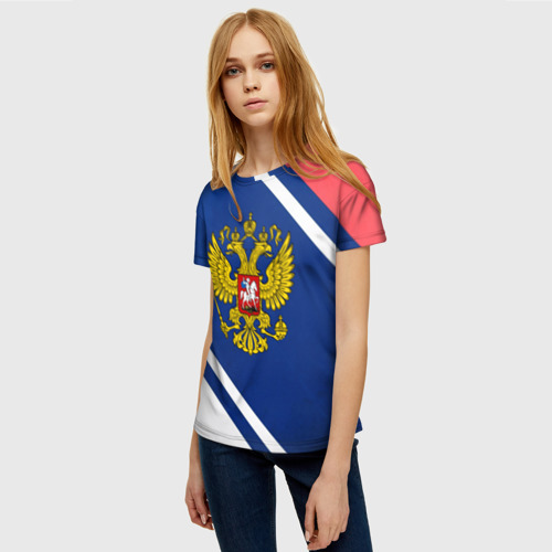 Женская футболка 3D RUSSIA SPORT, цвет 3D печать - фото 3