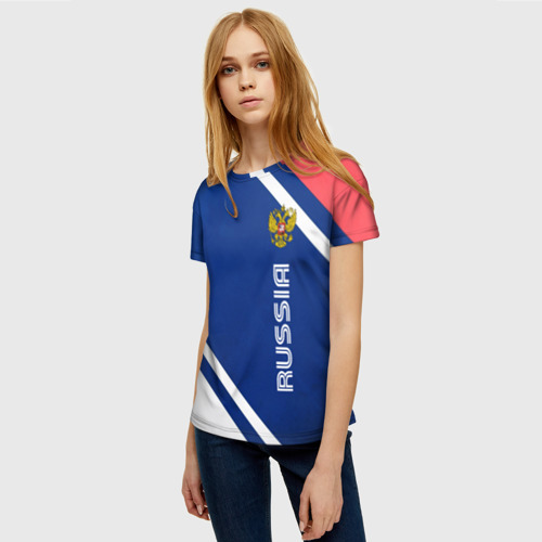 Женская футболка 3D с принтом Russia sport, фото на моделе #1