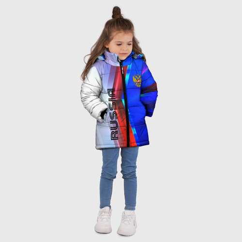 Зимняя куртка для девочек 3D Russia sport, цвет черный - фото 5