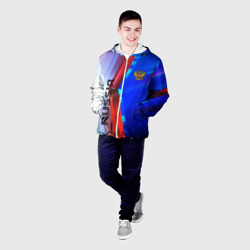 Куртка с принтом Russia sport для мужчины, вид на модели спереди №2. Цвет основы: белый