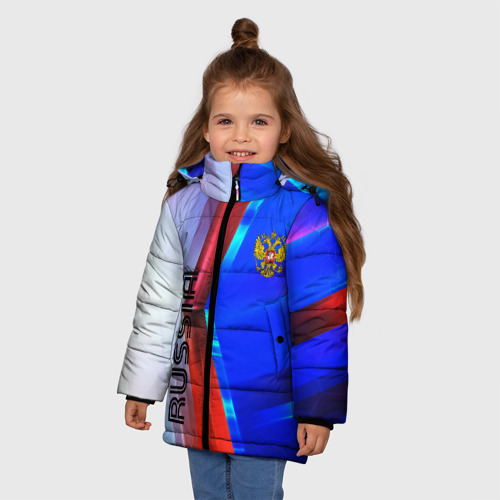 Зимняя куртка для девочек 3D Russia sport, цвет черный - фото 3