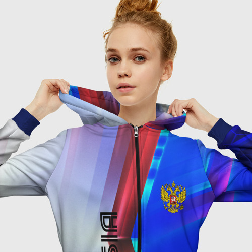 Женская толстовка 3D на молнии Russia sport, цвет синий - фото 5