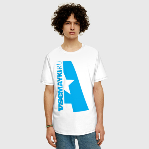 Мужская футболка хлопок Oversize VSEMAYKI лого, цвет белый - фото 3