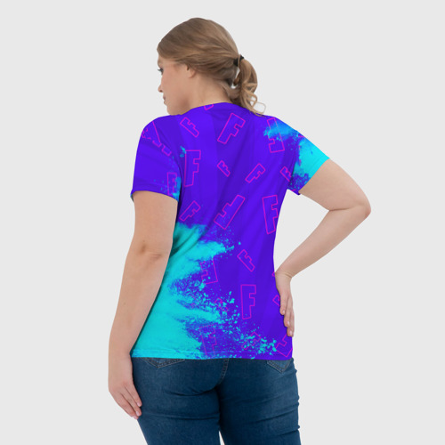 Женская футболка 3D с принтом FORTNITE / ФОРТНАЙТ, вид сзади #2