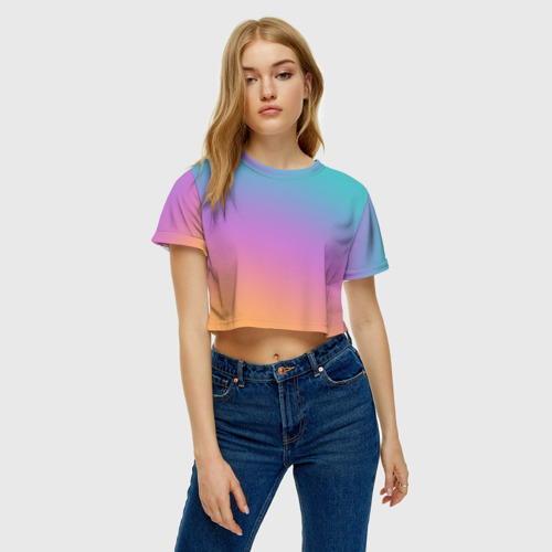 Женская футболка Crop-top 3D Градиент, цвет 3D печать - фото 4