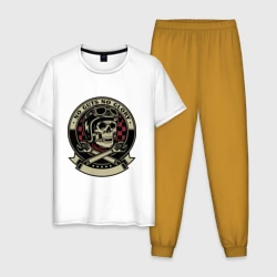 Мужская пижама с белой футболкой хлопок No guts no glory