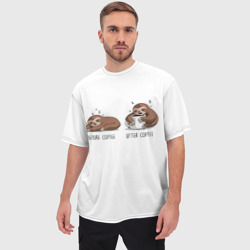 Мужская футболка oversize 3D Ленивец Coffee - фото 2