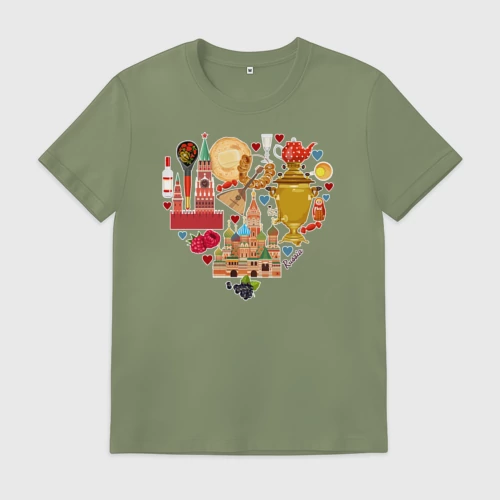 Мужская футболка хлопок с принтом LOVE RUSSIA, вид спереди #2