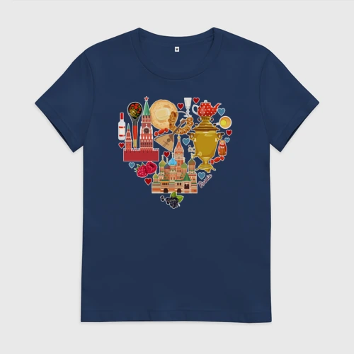 Женская футболка хлопок с принтом LOVE RUSSIA, вид спереди #2