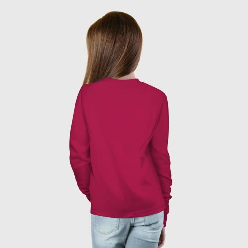 Детский лонгслив хлопок с принтом LOVE RUSSIA, вид сзади #2