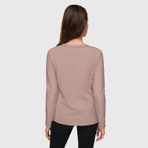 Женский лонгслив хлопок с принтом LOVE RUSSIA, вид сзади #2