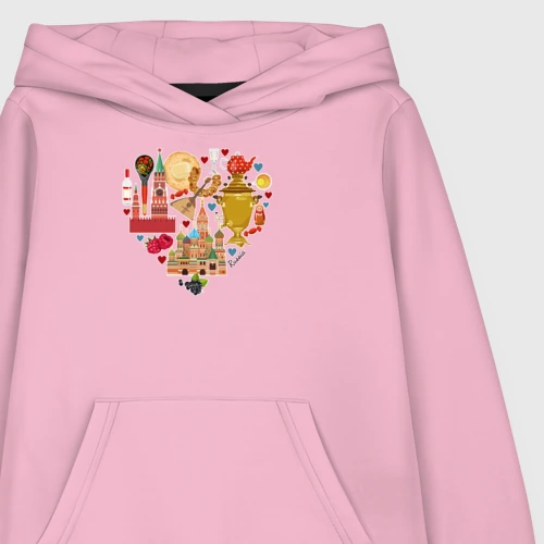 Детская толстовка хлопок с принтом LOVE RUSSIA, фото на моделе #1