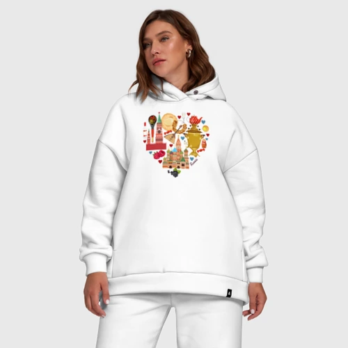 Женский костюм хлопок Oversize с принтом LOVE RUSSIA, фото #5