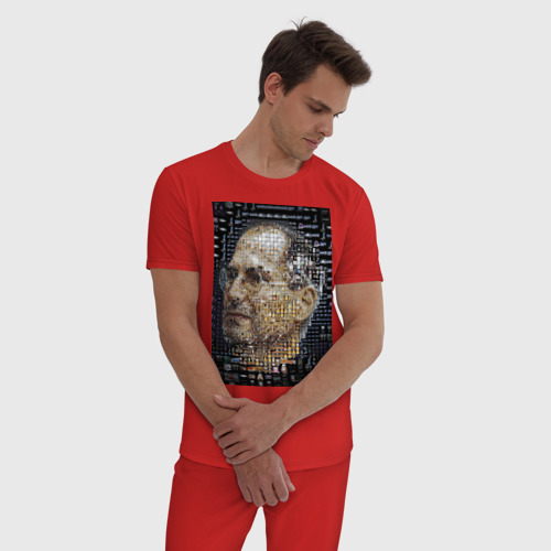 Мужская пижама хлопок Стив Джобс, цвет красный - фото 3