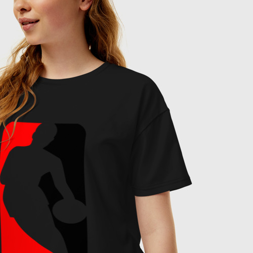 Женская футболка хлопок Oversize NBA, цвет черный - фото 3