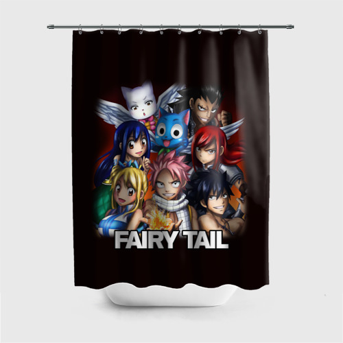 Штора 3D для ванной Fairy Tail  logo and heroes