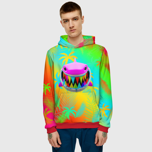 Мужская толстовка 3D 6ix9ine 69 shark, цвет красный - фото 3