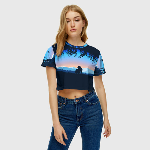 Женская футболка Crop-top 3D WOLF(D), цвет 3D печать - фото 4