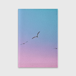Обложка для паспорта матовая кожа Чайки птицы полет градиент