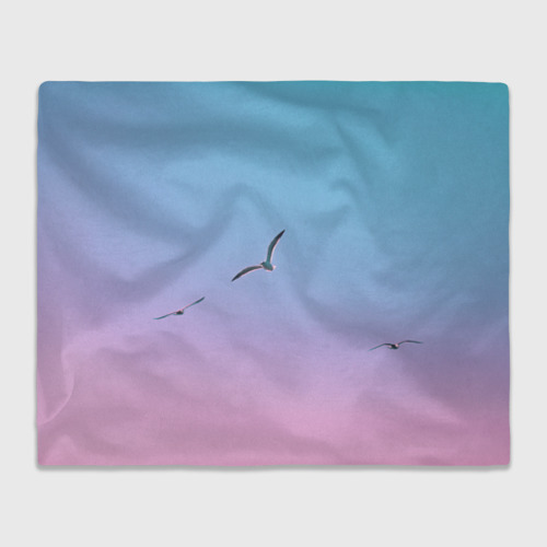 Плед с принтом Чайки птицы полет градиент для любого человека, вид спереди №1. Цвет основы: 3d (велсофт)