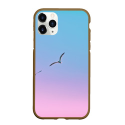 Чехол для iPhone 11 Pro Max матовый Чайки птицы полет градиент