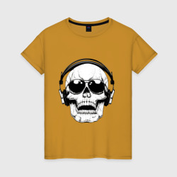 Женская футболка хлопок Skull Music lover
