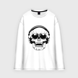 Женский лонгслив oversize хлопок Skull Music lover