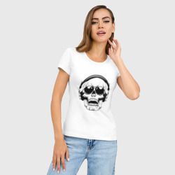 Женская футболка хлопок Slim Skull Music lover - фото 2