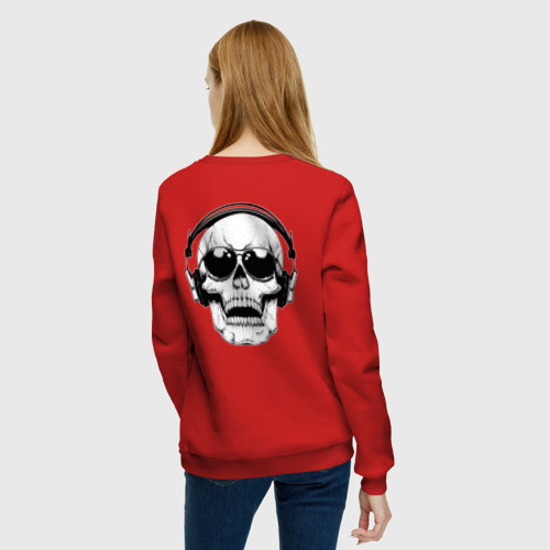 Женский свитшот хлопок Skull Music lover, цвет красный - фото 4