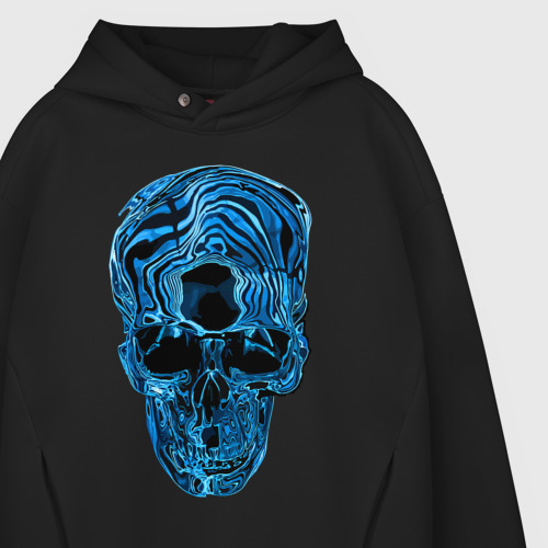 Мужское худи Oversize хлопок Skull - illusion, цвет черный - фото 4