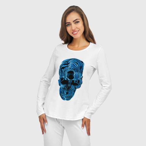 Женская пижама с лонгсливом хлопок Skull - illusion, цвет белый - фото 5