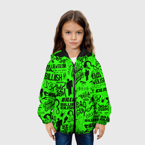 Детская куртка 3D Billie Eilish Билли Айлиш logobombing, цвет черный - фото 4