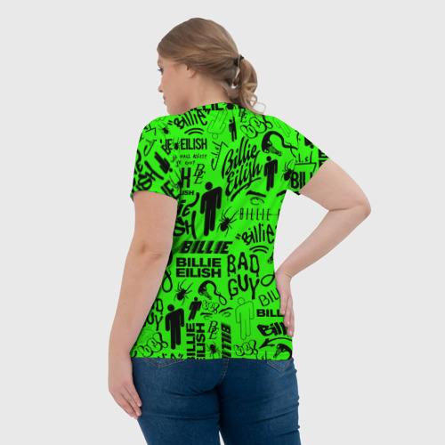 Женская футболка 3D Billie Eilish Билли Айлиш logobombing, цвет 3D печать - фото 7
