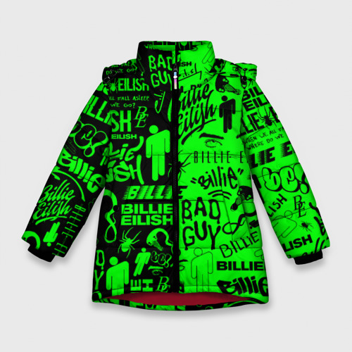 Зимняя куртка для девочек 3D Billie Eilish Билли Айлиш, цвет красный