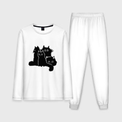 Мохнатые Коты – Мужская пижама с лонгсливом хлопок с принтом купить