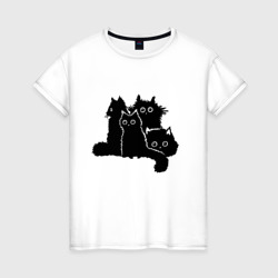 Женская футболка хлопок Мохнатые Коты