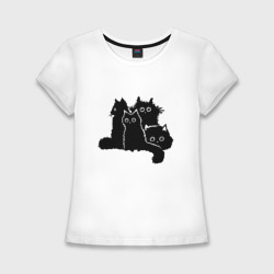 Приталенная футболка Мохнатые Коты (Женская)