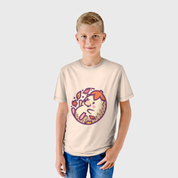 Детская футболка 3D Ёжик листья милый рисунок - фото 2