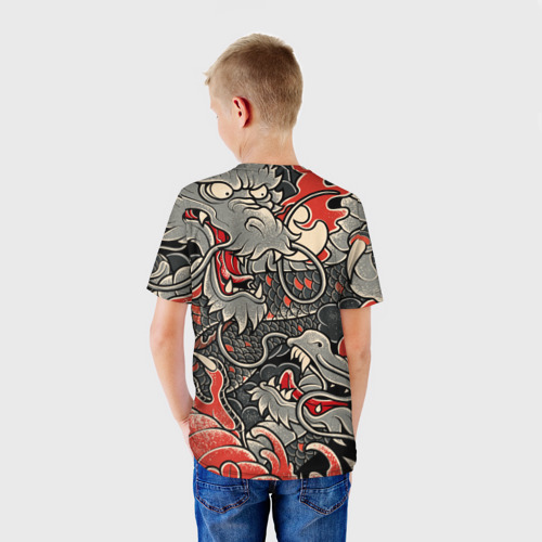 Детская футболка 3D с принтом CYBERPUNK2077(SAMURAI), вид сзади #2