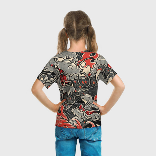 Детская футболка 3D с принтом CYBERPUNK2077(SAMURAI), вид сзади #2