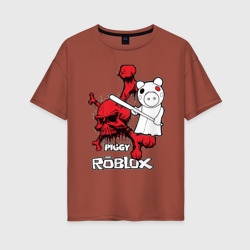 Женская футболка хлопок Oversize Свинка Пигги из Roblox