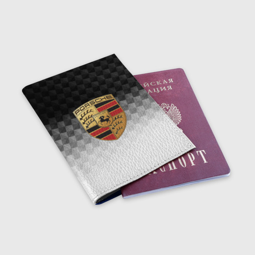 Обложка для паспорта матовая кожа Porsche, цвет синий - фото 3