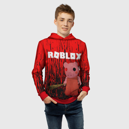 Детская толстовка 3D Roblox Piggy/Свинка Пигги, цвет красный - фото 6