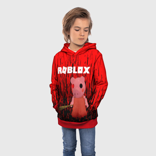 Детская толстовка 3D Roblox Piggy/Свинка Пигги, цвет красный - фото 3