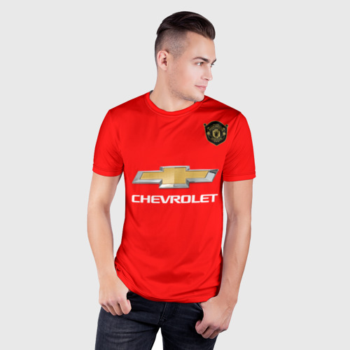 Мужская футболка 3D Slim с принтом Манчестер Юнайтед форма 2020, фото на моделе #1