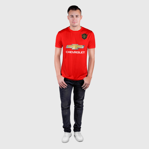 Мужская футболка 3D Slim с принтом Манчестер Юнайтед форма 2020, вид сбоку #3
