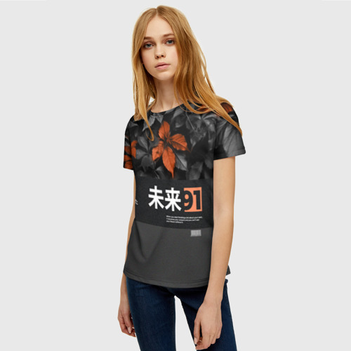 Женская футболка 3D Orange Japan, цвет 3D печать - фото 3