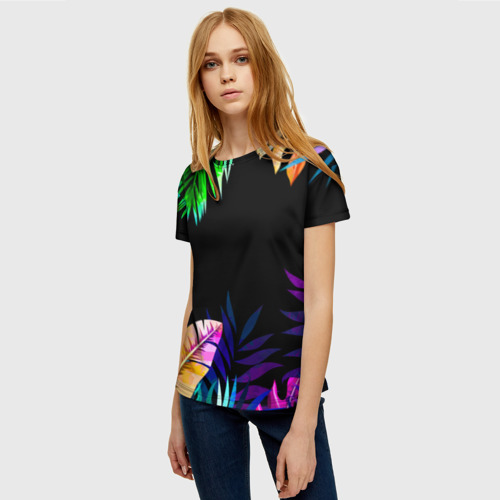 Женская футболка 3D Тропическая Ночь, цвет 3D печать - фото 3